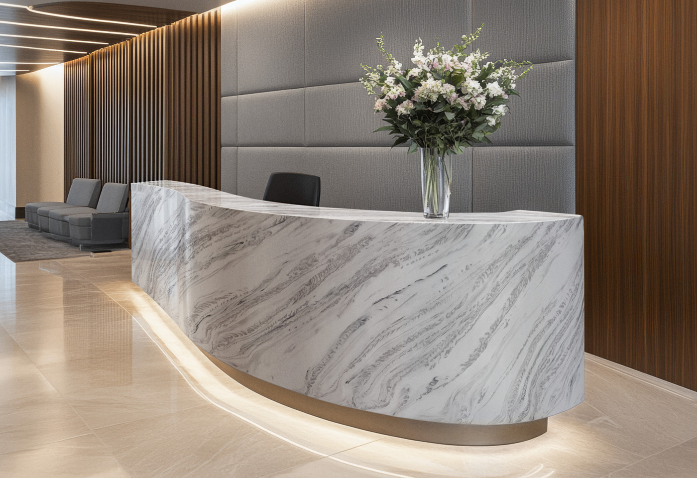 受付カウンターの素材の比較